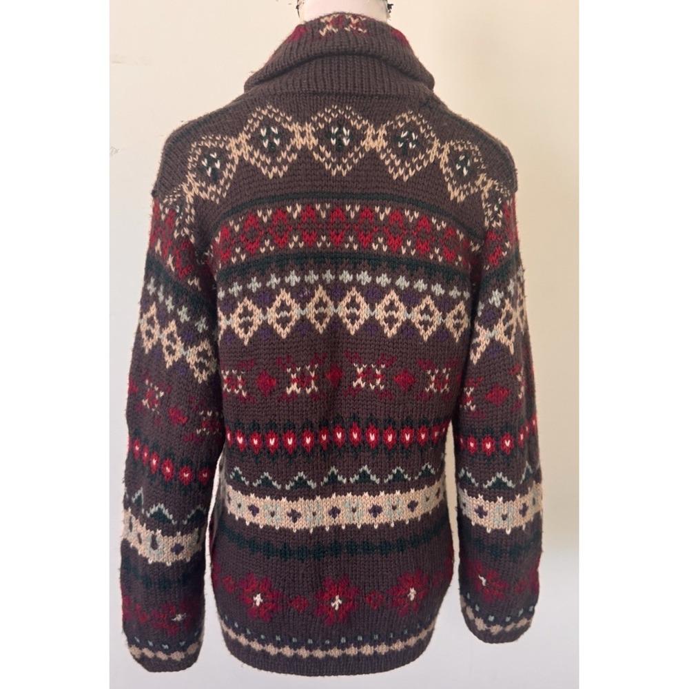 VTG Ralph Lauren Hand Knit Lambswool/Wool Aztec Cardigan Sweater Womens Small - Picture 3 of 11